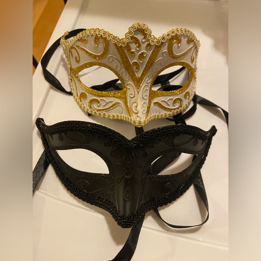 White / Gold and Black masquerade masks